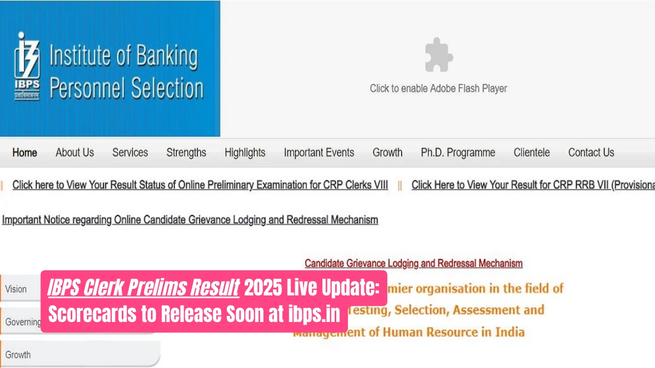 IBPS Clerk Prelims Result 2025 Live Update: Scorecards to Release Soon at ibps.in